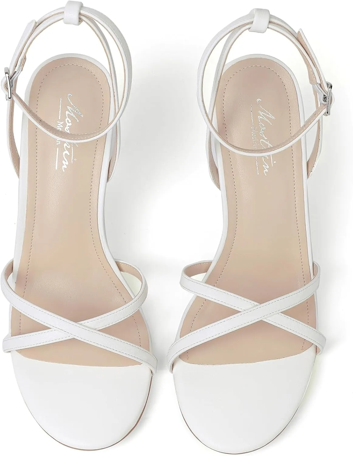 Mostrin Strappy Heels for Women Lace Up Ankle Strap Round Open Toe Stiletto High Heels Women's Heeled Sandals for Prom, Party, Daily