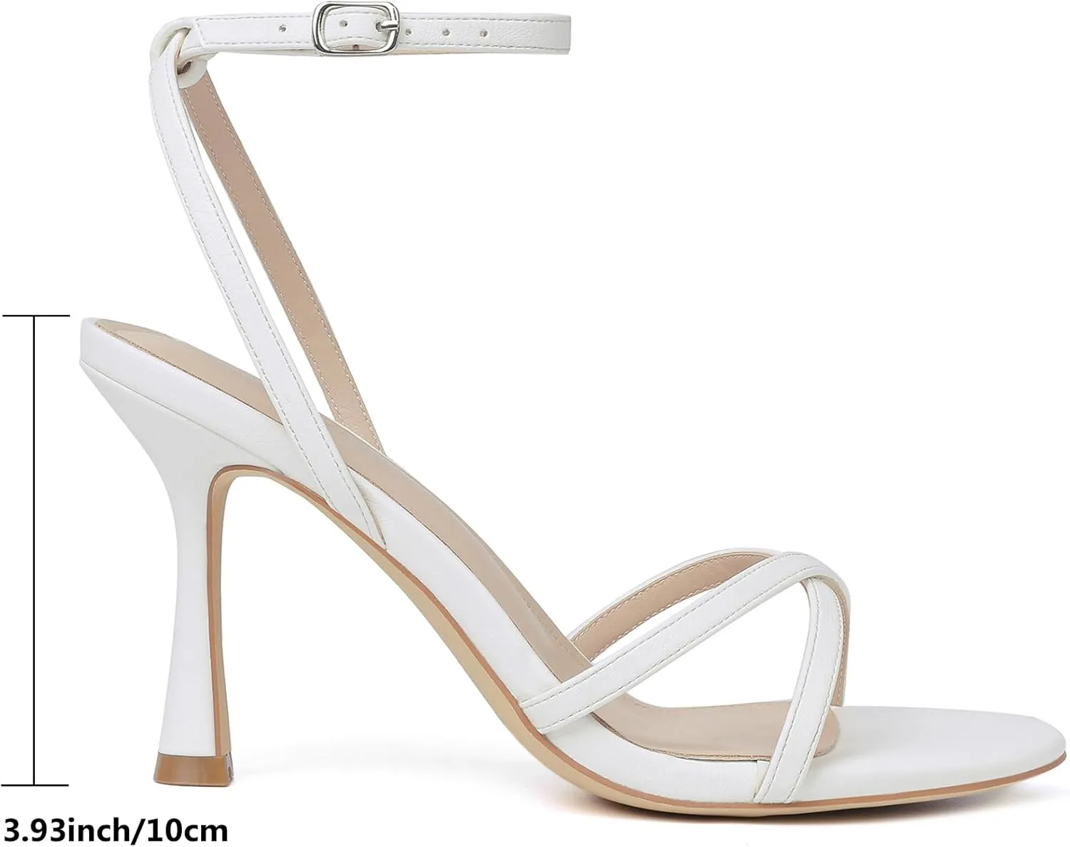 Mostrin Strappy Heels for Women Lace Up Ankle Strap Round Open Toe Stiletto High Heels Women's Heeled Sandals for Prom, Party, Daily