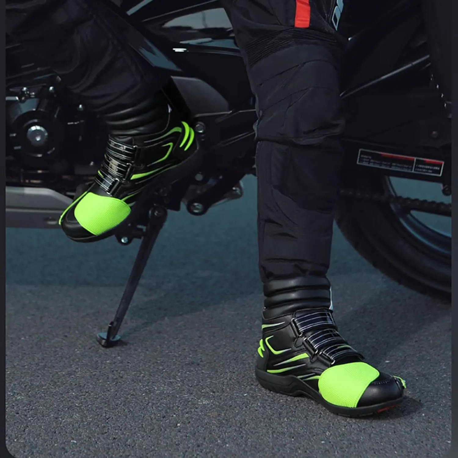 Motorcycle Shoes for Men Self-Adhesive Breathable Casual Road Street Motocross Protective Boots Extra Gear Shift Pad Waterproof Reflective Gear for Touring & Street