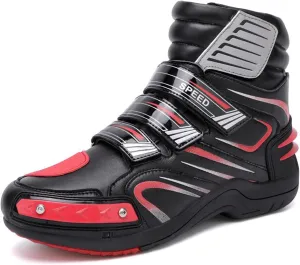 Motorcycle Shoes for Men Self-Adhesive Breathable Casual Road Street Motocross Protective Boots Extra Gear Shift Pad Waterproof Reflective Gear for Touring & Street