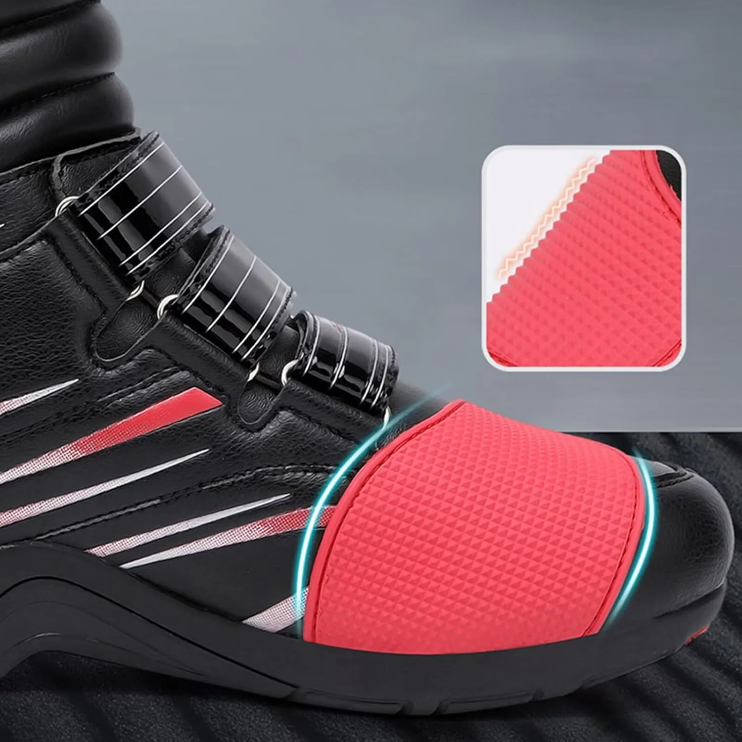 Motorcycle Shoes for Men Self-Adhesive Breathable Casual Road Street Motocross Protective Boots Extra Gear Shift Pad Waterproof Reflective Gear for Touring & Street