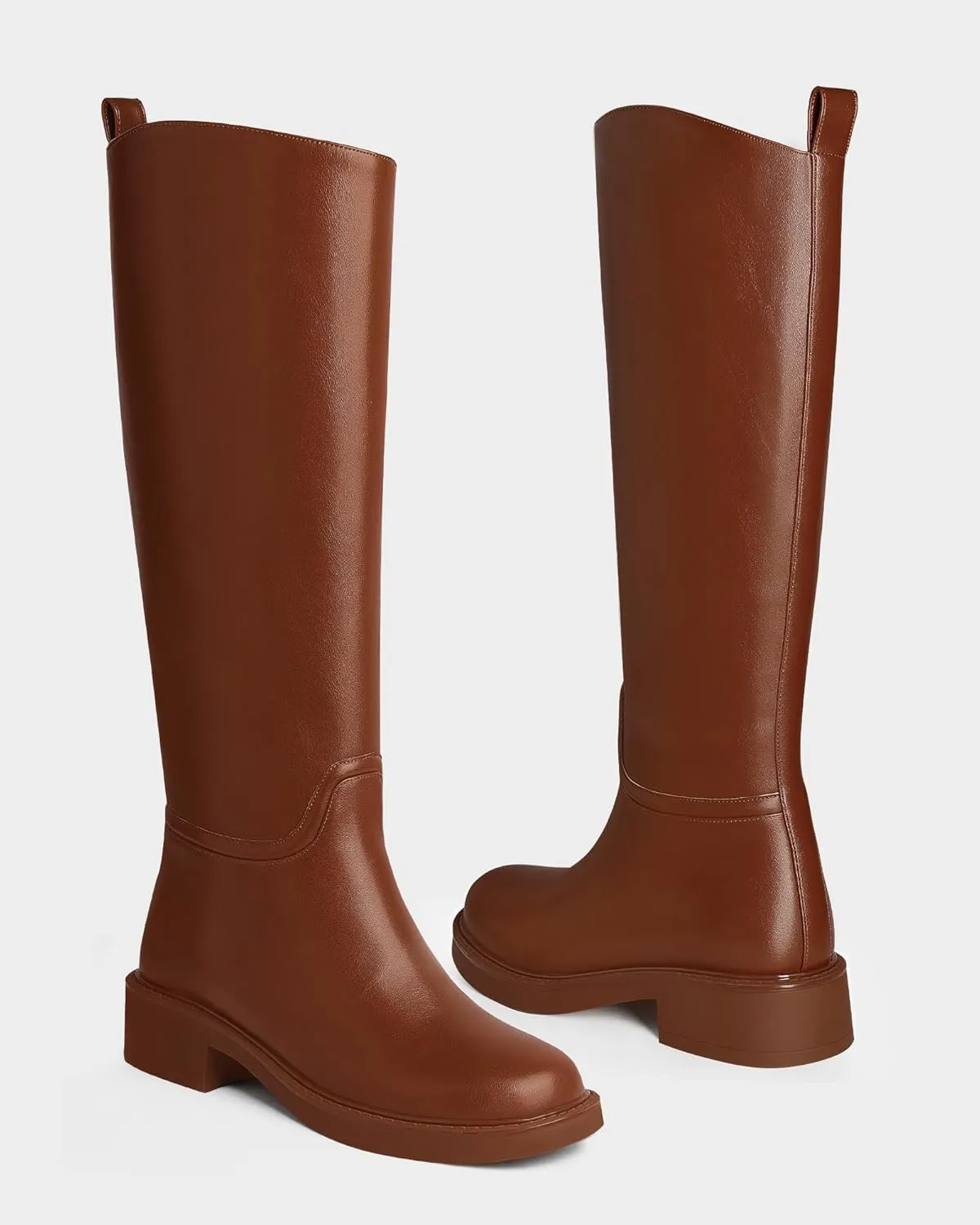 MUCCCUTE Knee High Boots for Women Chunky Low Block Heel Tall Boots Round Toe Comfort Long Fall Boots Pull On