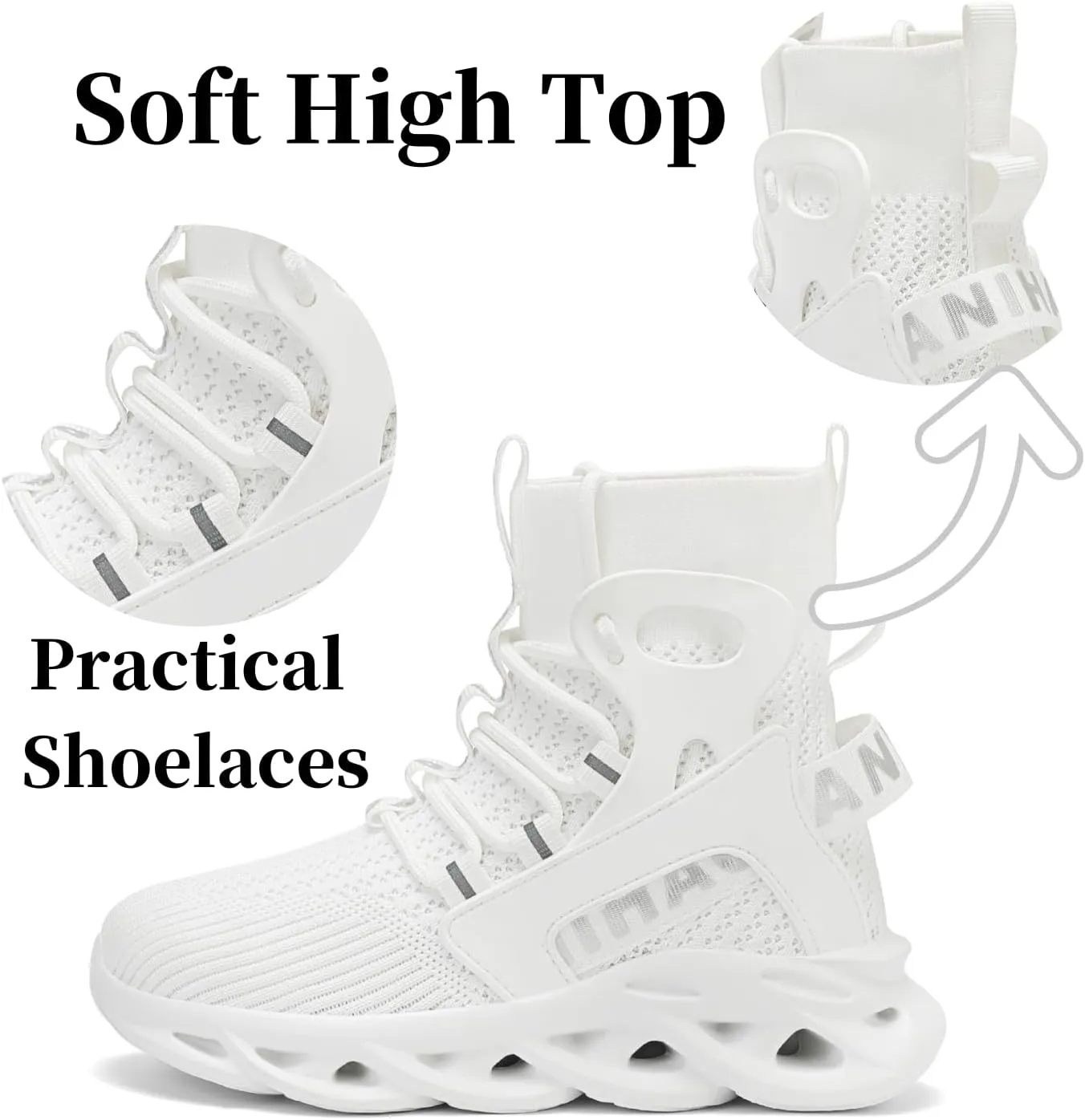 Nihaoya Girls Boys Sneakers,Boot-Like Kids Tennis Shoes,High Top Breathable Mesh Running Shoes for Boy Footwear Wrap Ankle for Little/Big Kid