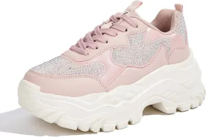 Niluber Chunky Sneakers for Women White Black Red Purple Platform Sneakers Comfortable Casual Lace Up Fashion Tennis Shoes