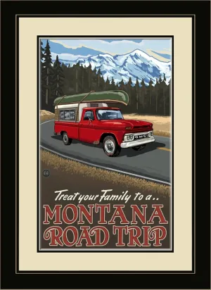 Northwest Art Mall PAL-0658 MFGDM PRTM Montana Pickup Road Trip Mountains Framed Wall Art by Artist Paul A. Lanquist, 13 by 16-Inch