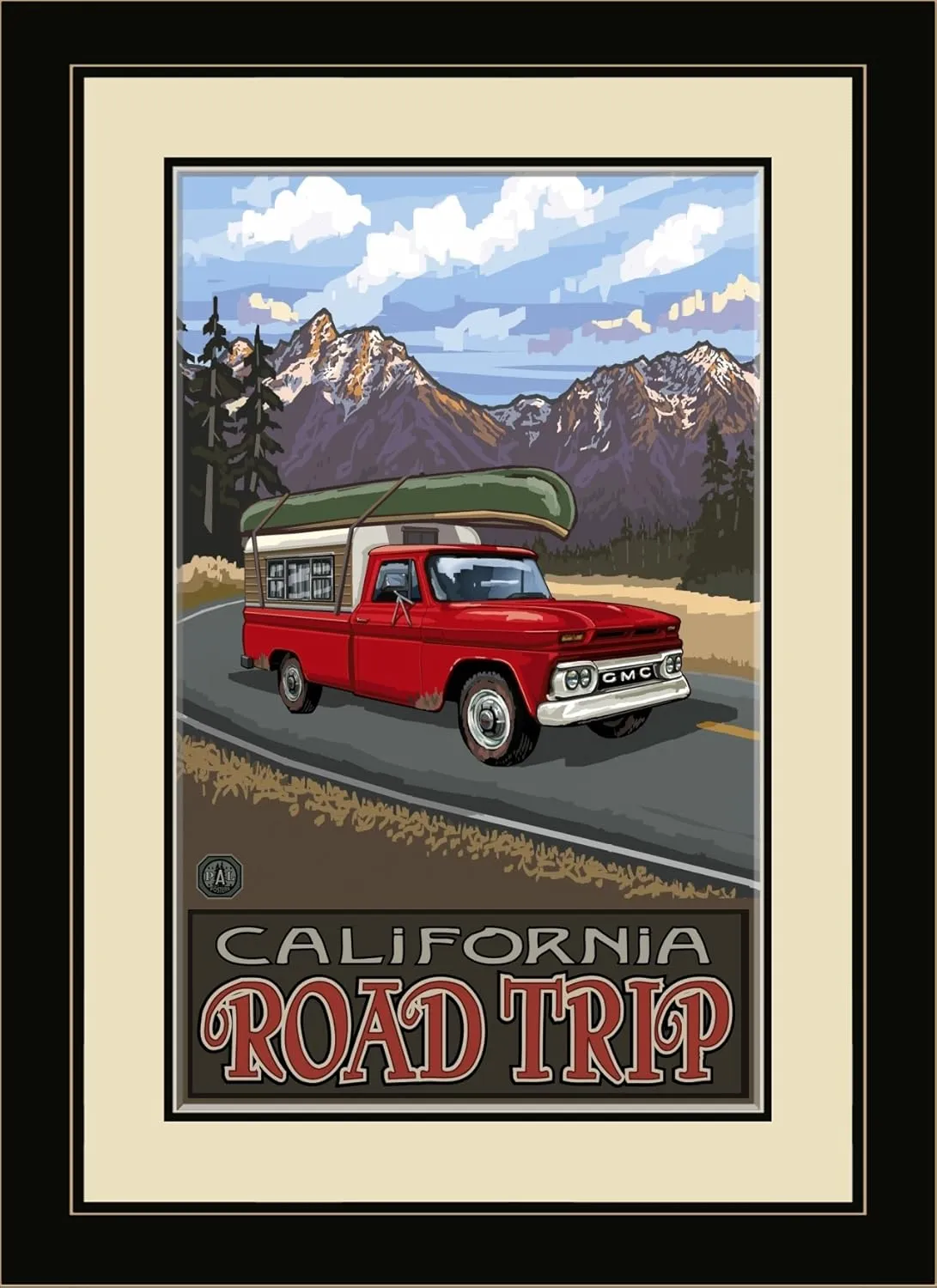 Northwest Art Mall PAL-0663 FGDM PRTM California Road Trip Pickup Mountains Framed Wall Art by Artist Paul A. Lanquist, 16 by 22-Inch