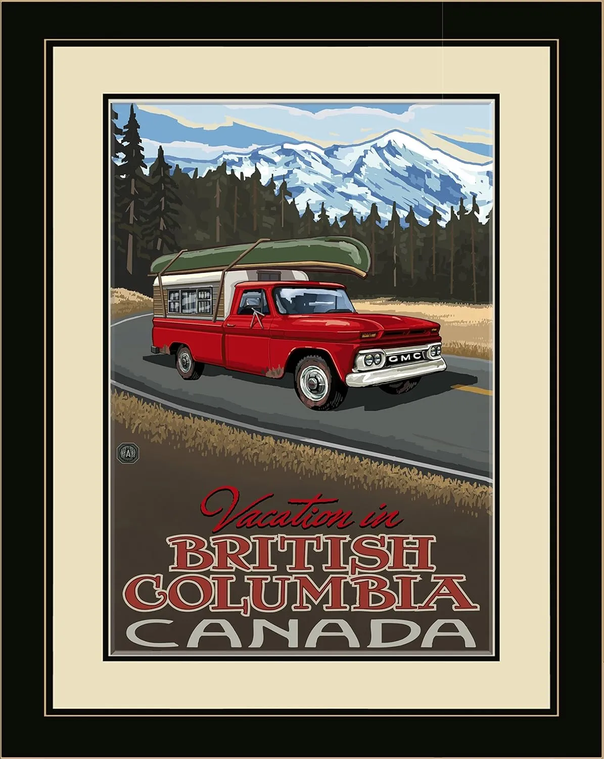 Northwest Art Mall PAL-2331 LFGDM PRTM British Columbia Canada Pickup Road Trip Snow Framed Wall Art by Artist Paul A. Lanquist, 20-Inch by 26-Inch