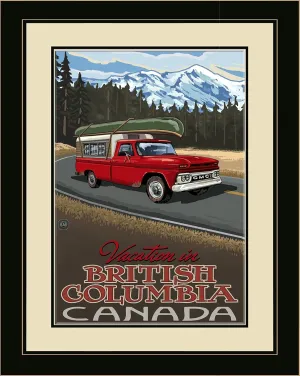 Northwest Art Mall PAL-2331 LFGDM PRTM British Columbia Canada Pickup Road Trip Snow Framed Wall Art by Artist Paul A. Lanquist, 20-Inch by 26-Inch