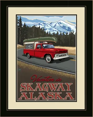Northwest Art Mall PAL-2472 LFGDM PRTM Skagway Alaska Pickup Road Trip Snow Framed Wall Art by Artist Paul A. Lanquist, 20-Inch by 26-Inch