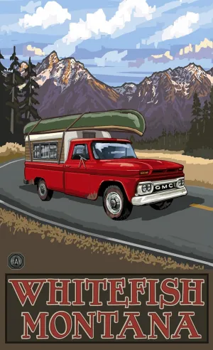 Northwest Art Mall PAL-6399 PRTM Whitefish Montana Pickup Road Trip Mountains 11x17 Print by Artist Paul A. Lanquist