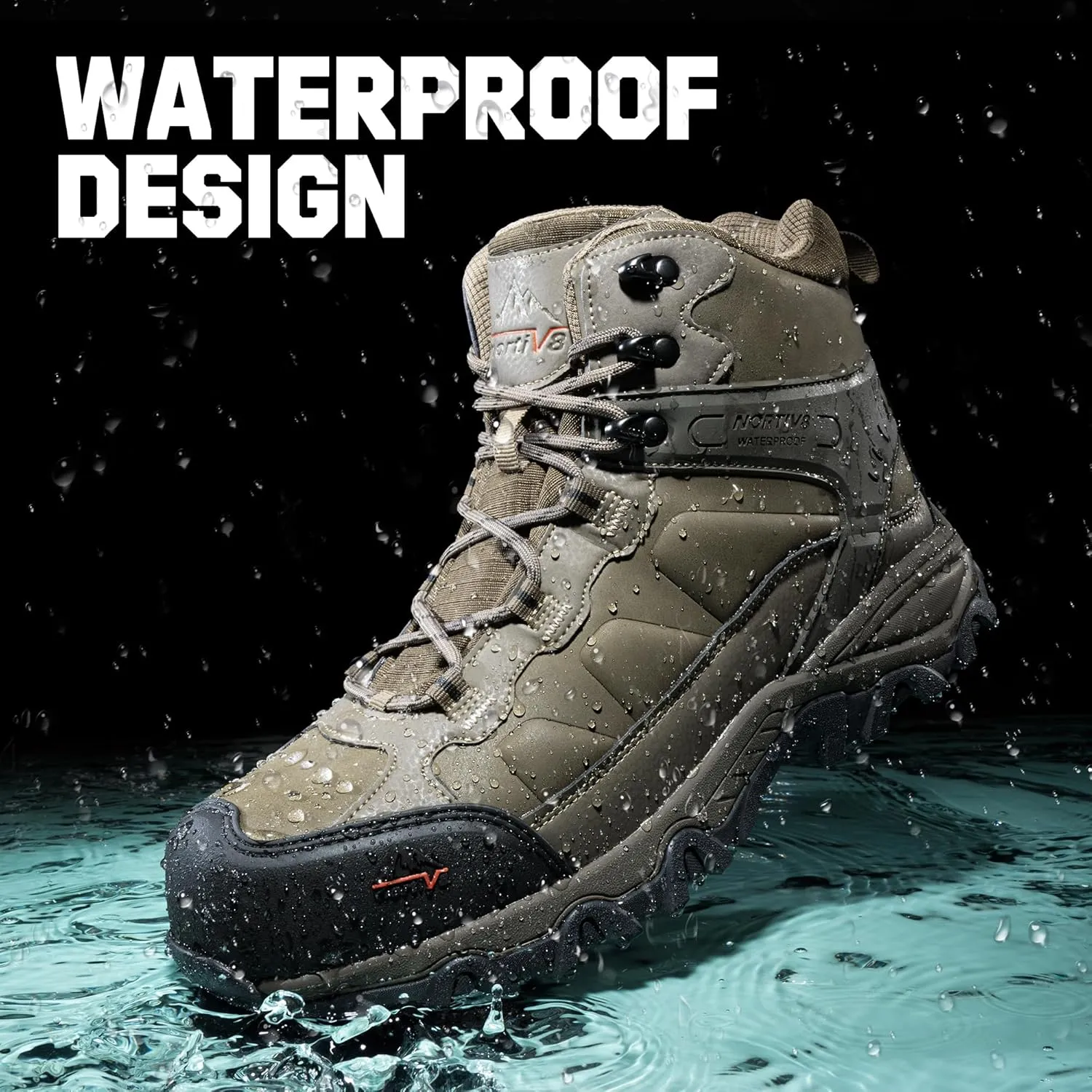 NORTIV 8 Waterproof Steel Toe Boots for Men Slip Resistant Safety Industrial Boots