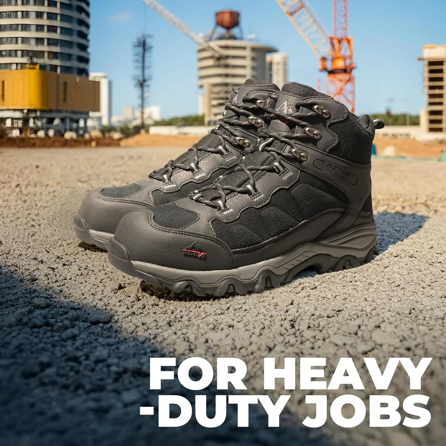 NORTIV 8 Waterproof Steel Toe Boots for Men Slip Resistant Safety Industrial Boots
