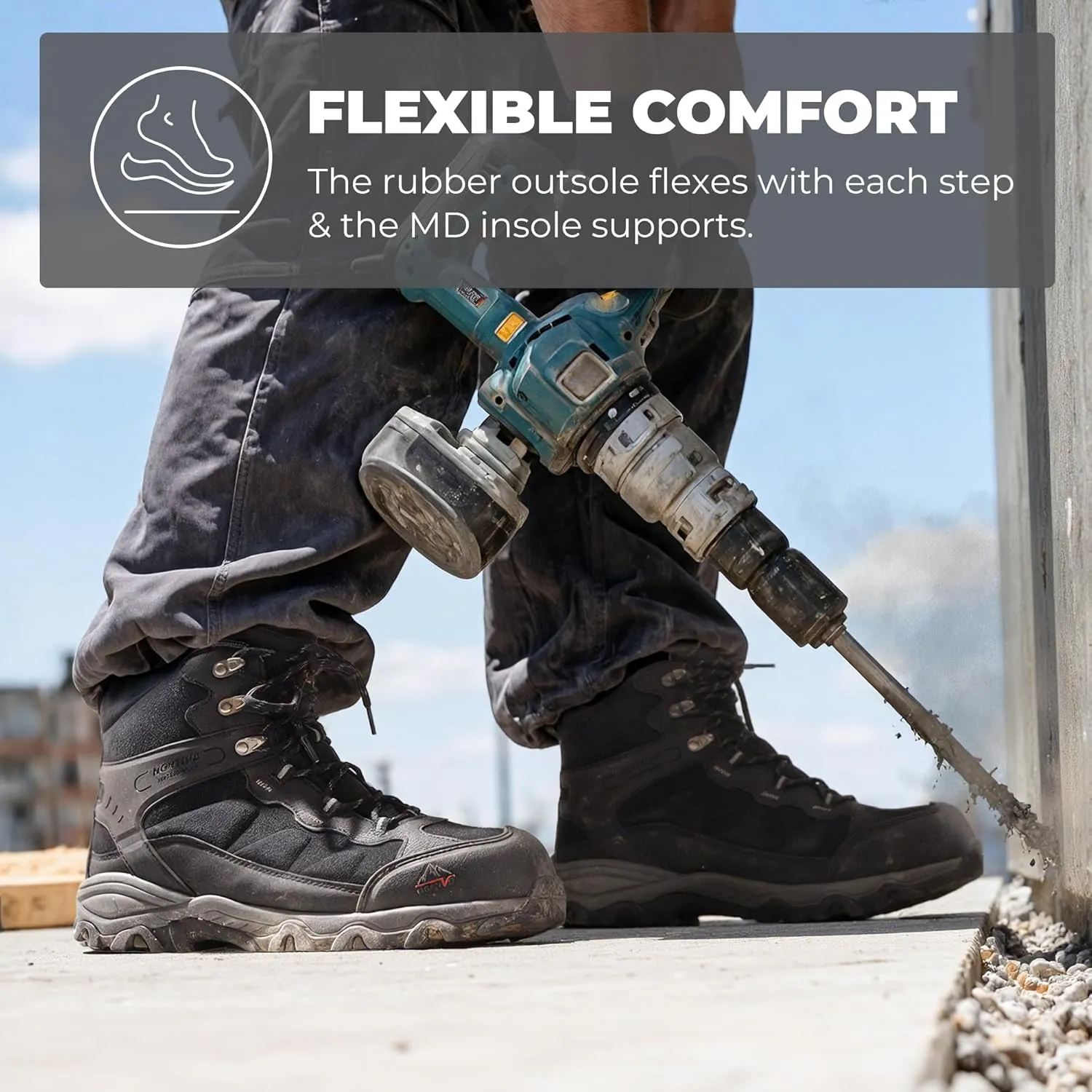 NORTIV 8 Waterproof Steel Toe Boots for Men Slip Resistant Safety Industrial Boots