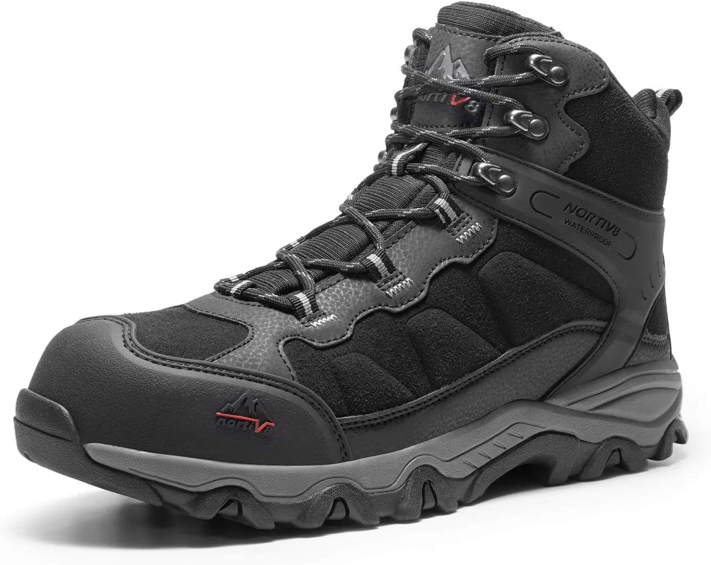 NORTIV 8 Waterproof Steel Toe Boots for Men Slip Resistant Safety Industrial Boots