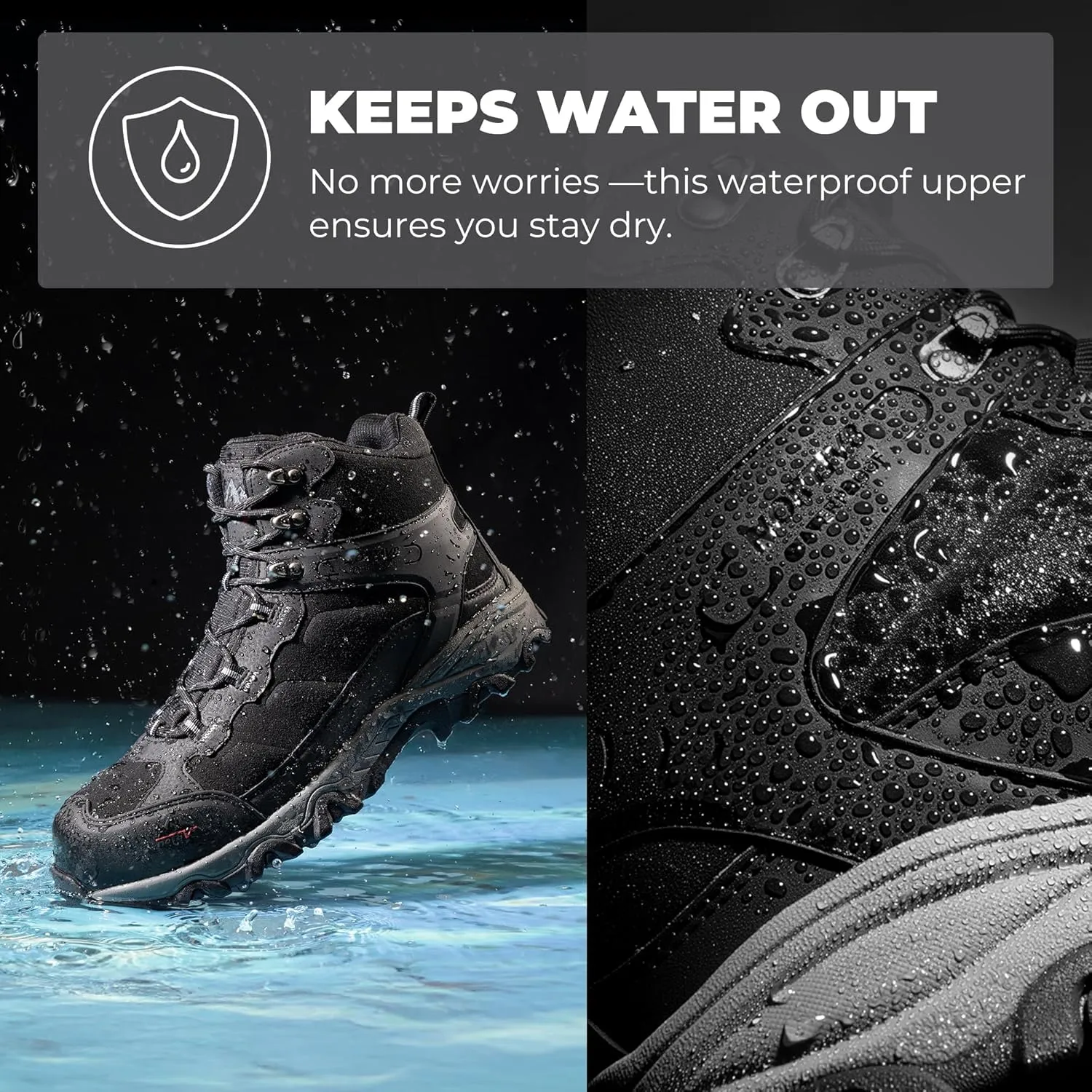NORTIV 8 Waterproof Steel Toe Boots for Men Slip Resistant Safety Industrial Boots