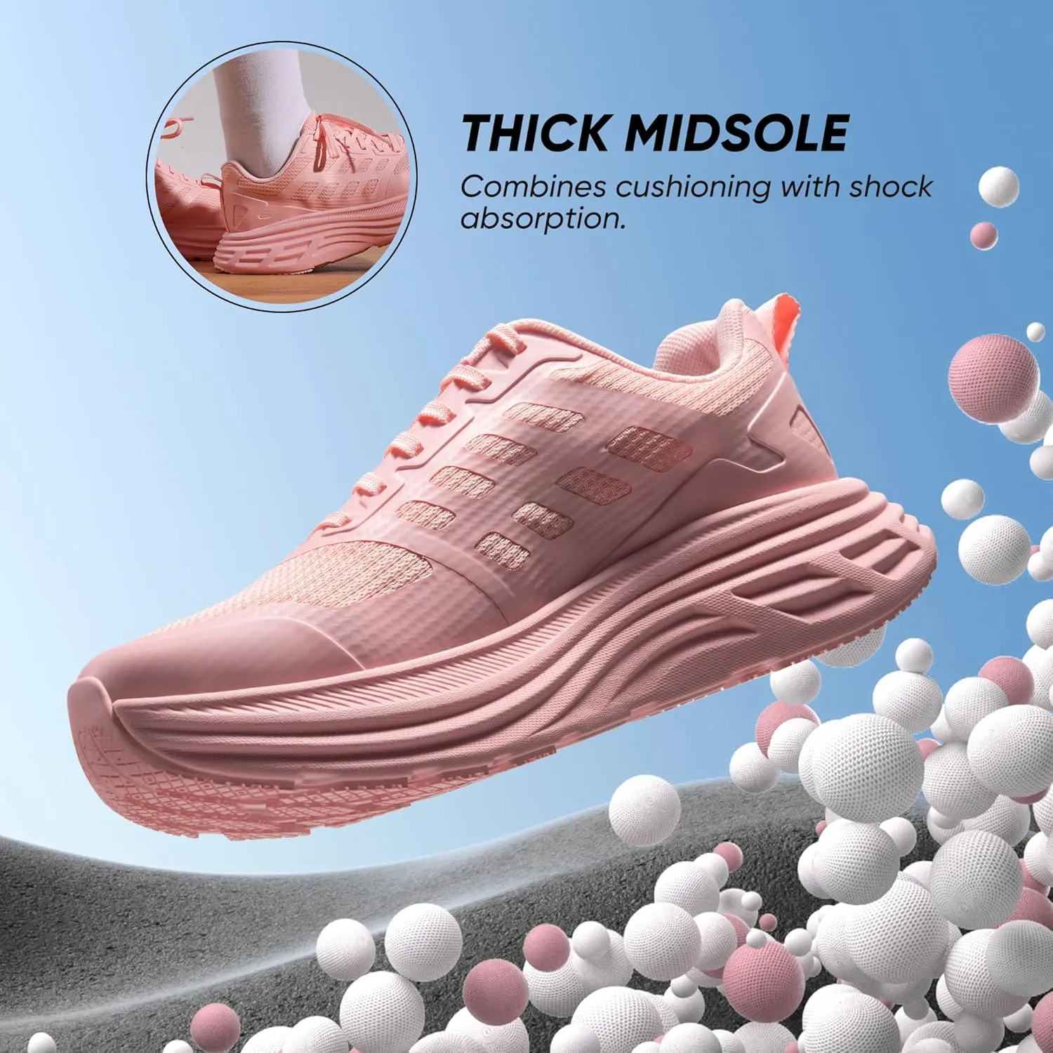 NORTIV 8 Women's Walking Shoes Cushion Running Tennis Shoes ActiveFloat Non-Slip Comfortable Breathable Workout Gym Sports Athletic Fashion Sneakers