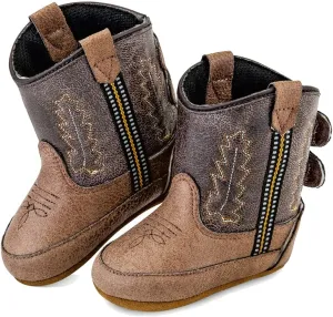 Old West Unisex-Baby Poppets Leather Boots with Velcro Closure