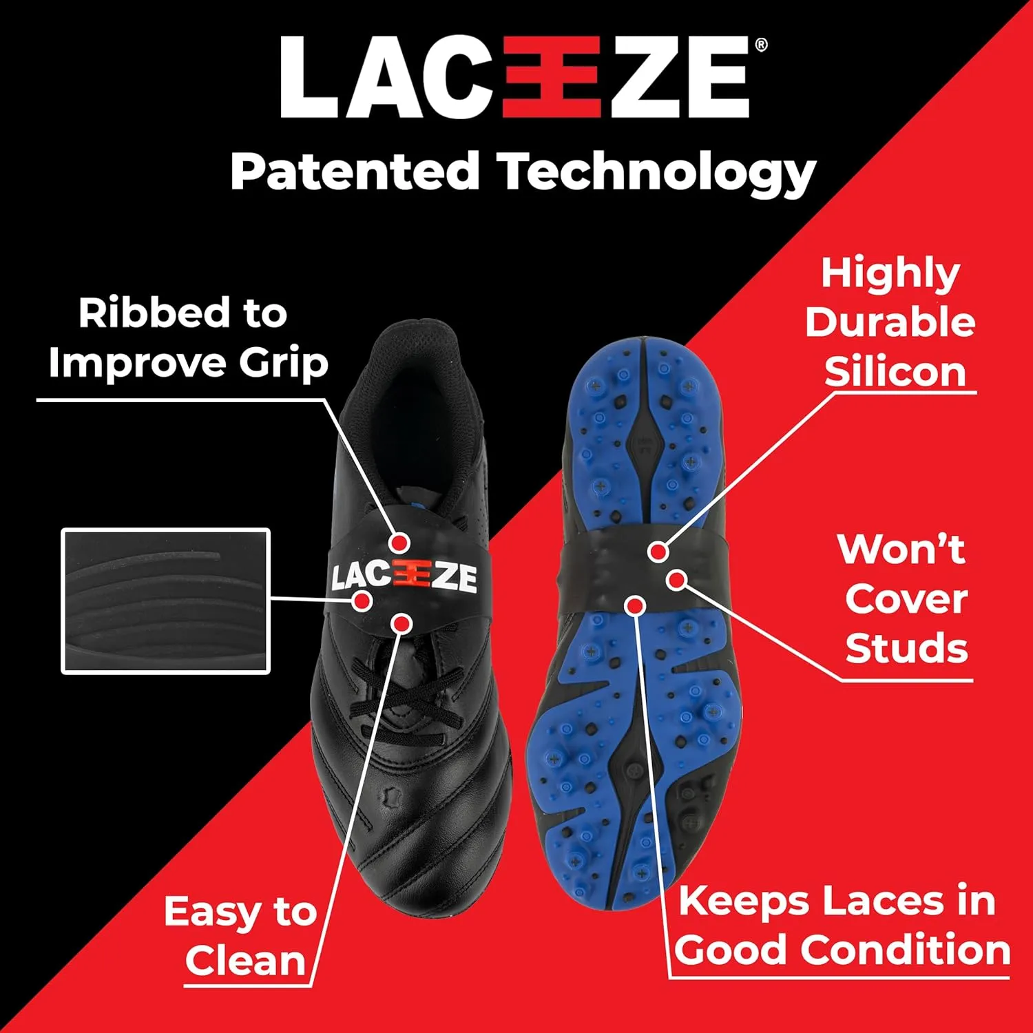 Original Bands Fits shoe size 1-7 USA keeps laces tied during sport, soccer, rugby, field hockey