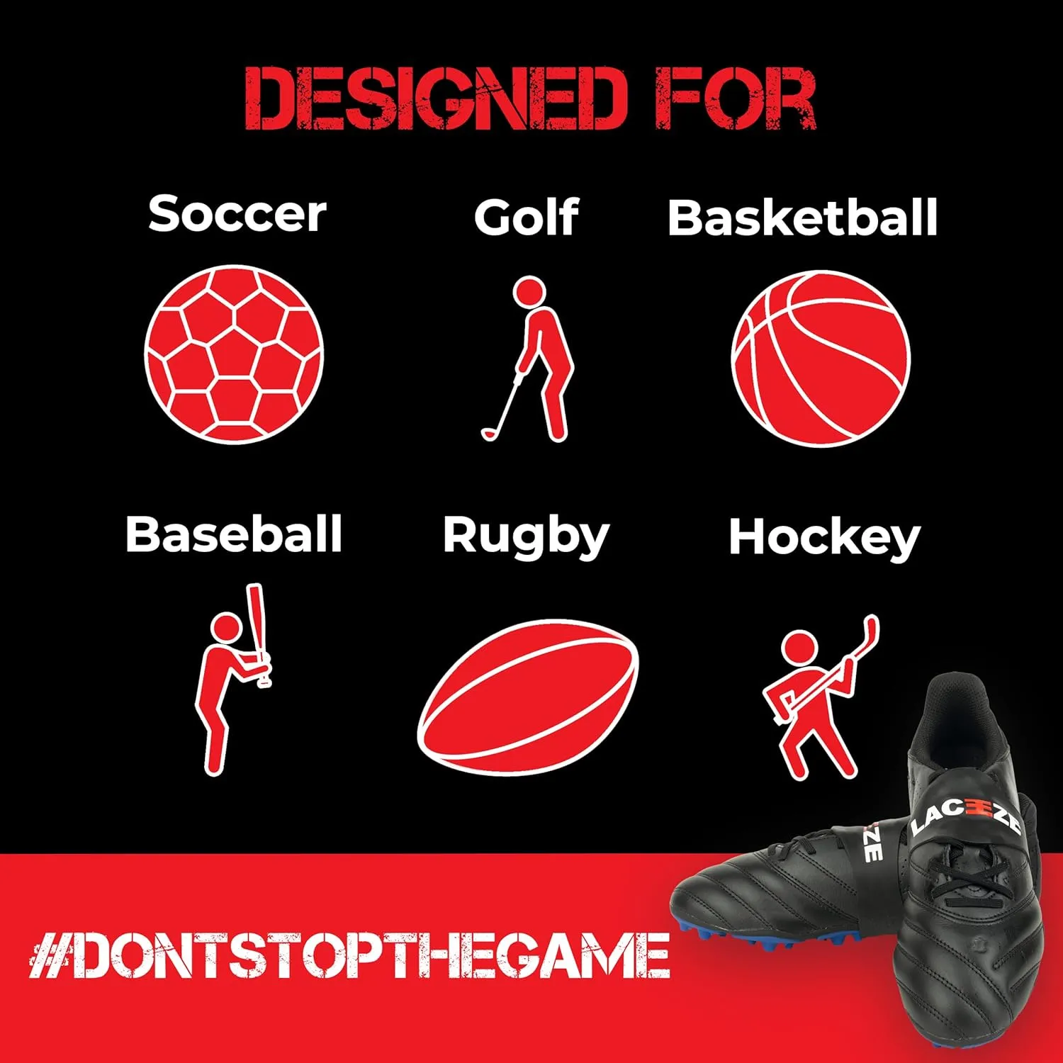 Original Bands Fits shoe size 1-7 USA keeps laces tied during sport, soccer, rugby, field hockey