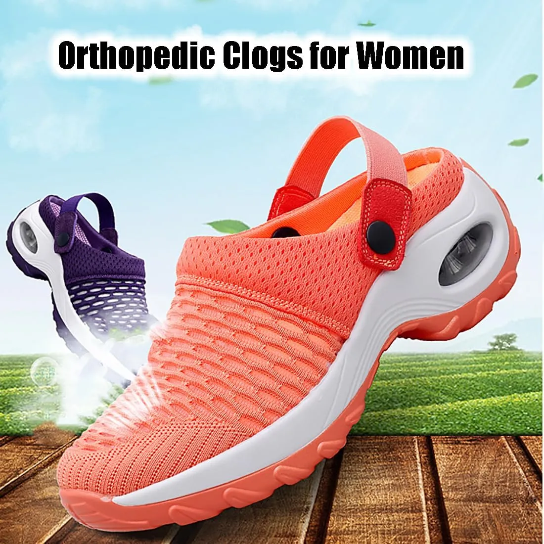 Orthopedic Clogs for Women, Air Cushion Mesh Orthopedic Walking Sandals Slide Sneakers