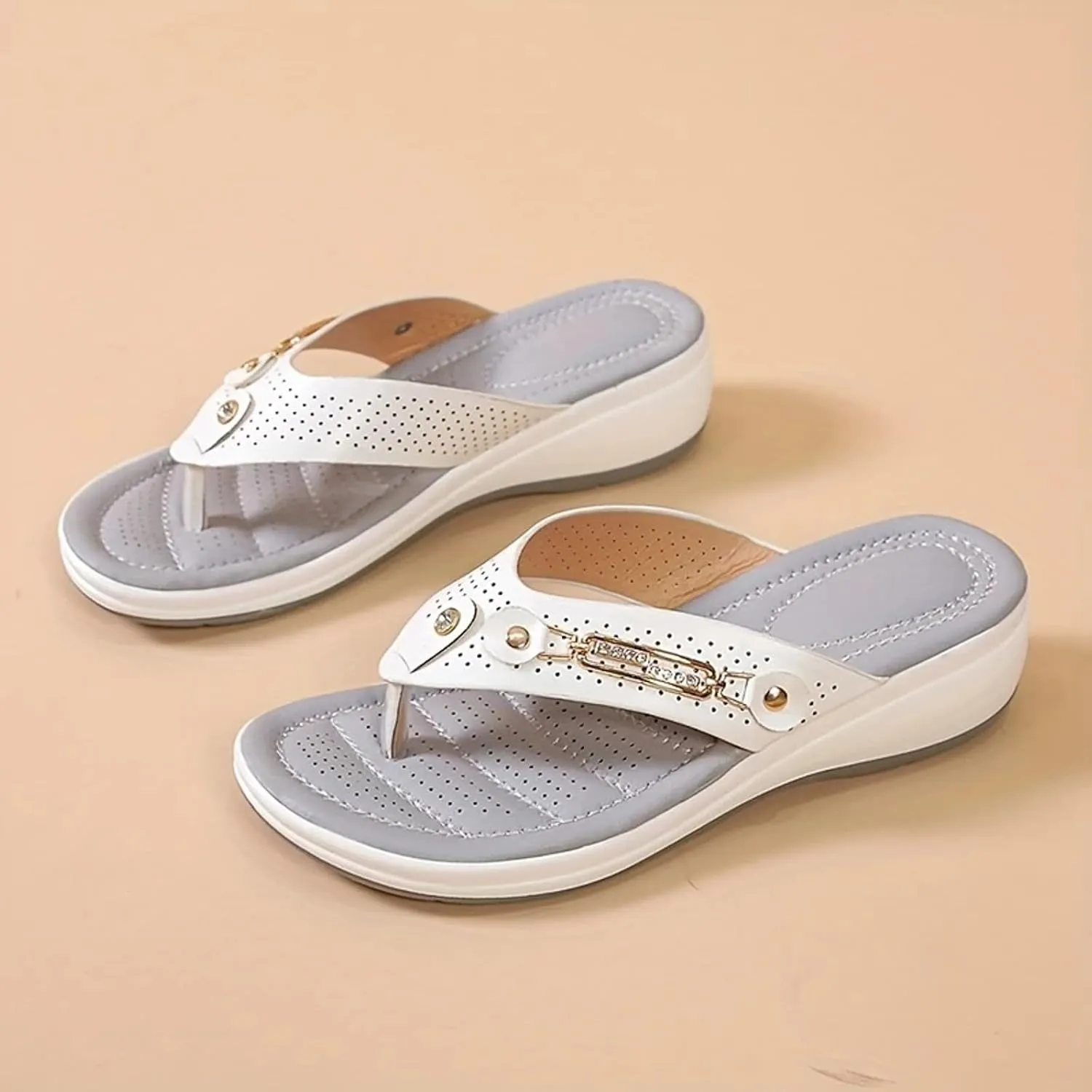 Orthopedic Platform Wedge Flip Flops for Women 2025 Summer Open Toe Dressy Comfortable Lightweight Sandals Beach Bohemia Casual Fashionable Outdoor Walking Slides Shoes with Arch Support