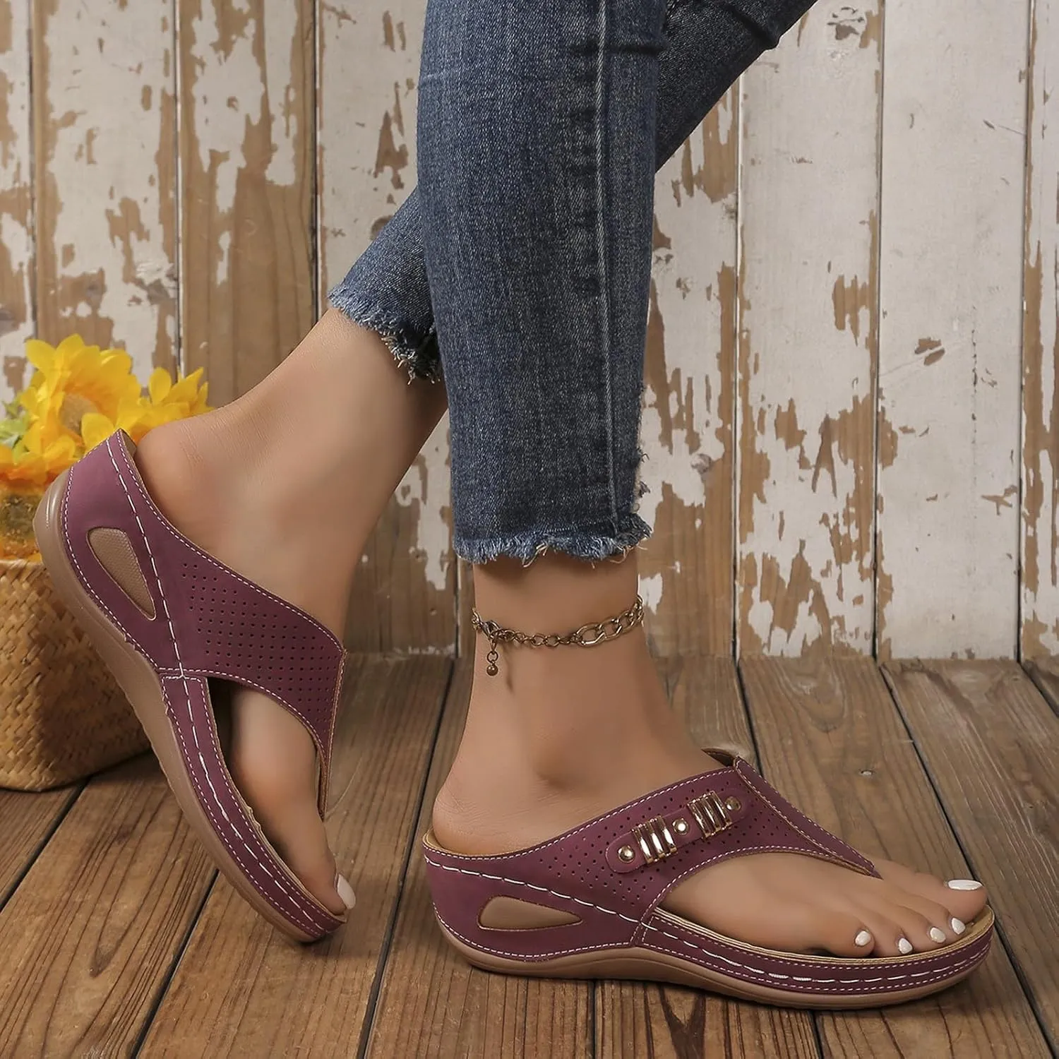 Orthopedic Sandals for Womens 2025 Summer Casual Beach Vacation Shoes Trendy Comfortable Arch Support Sandal,