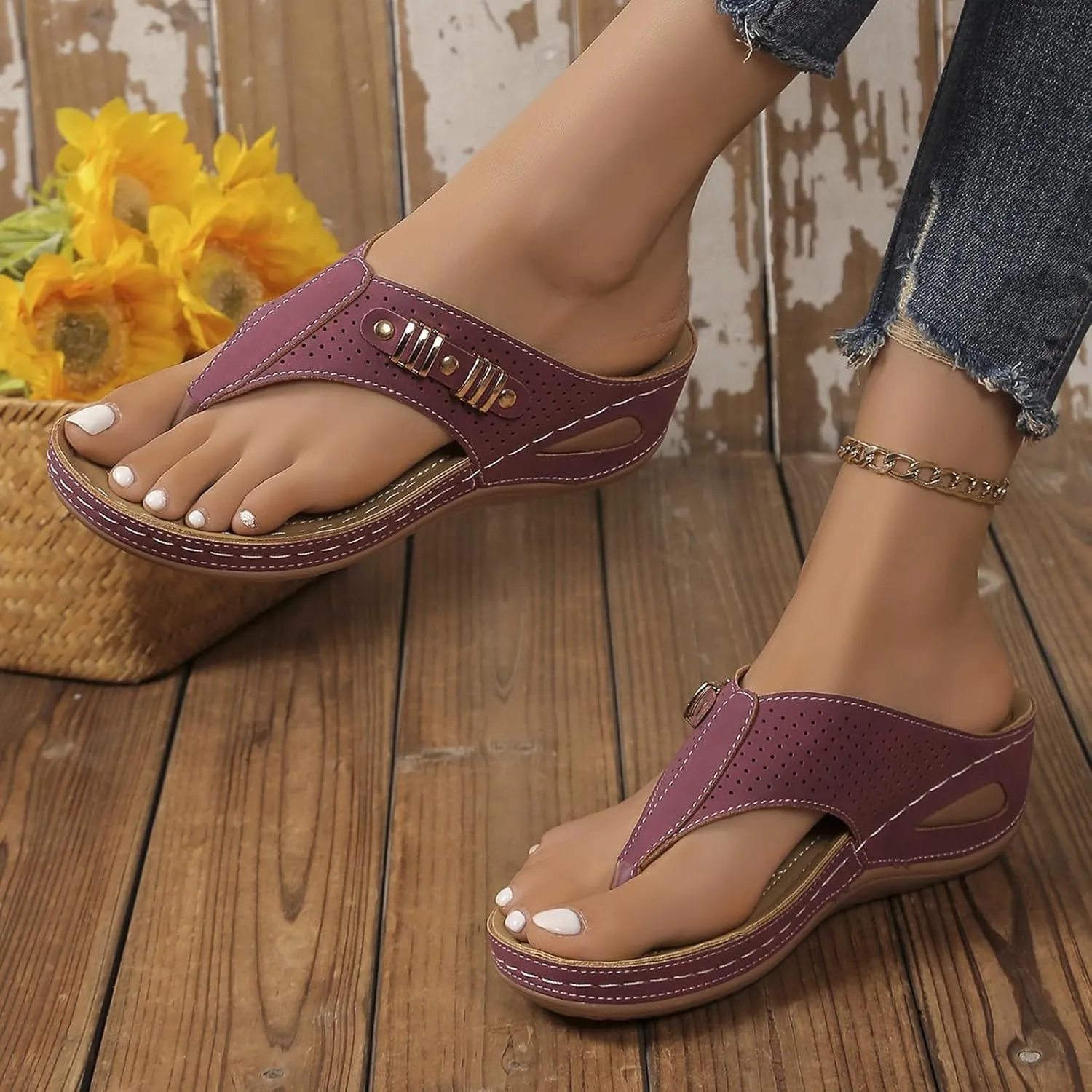 Orthopedic Sandals for Womens 2025 Summer Casual Beach Vacation Shoes Trendy Comfortable Arch Support Sandal,