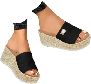Orthopedic Wedge Sandals for Women 2025 Dressy Summer Casual Open Toe Espadrilles Beach Boho Shoes Comfortable Outdoor Fashion Slip on Orthotic Cushion Slide Shoes for Daily Wear