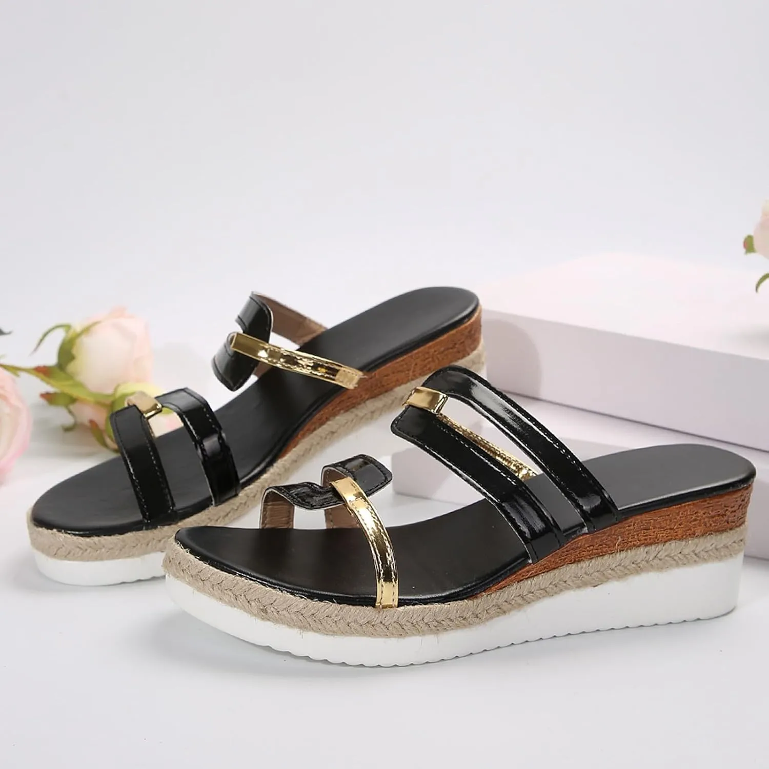 Orthopedic Wedge Sandals for Women 2025,Orthopedic Espadrilles Open Toe Slip On Ankle Strap Slippers Lightweight Comfortable Non Slip Beach Vacation Outdoor Prom Party Dress Shoes