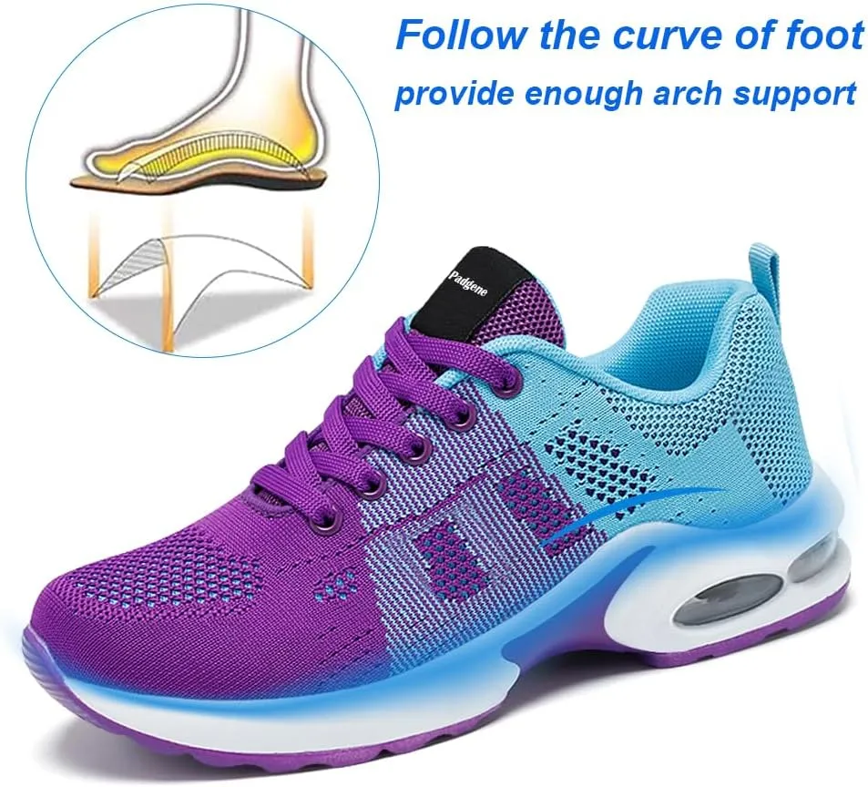 Padgene Womens Sneakers Air Cushion Running Shoes Lightweight Tennis Walking Shoes Mesh Breathable Gym Work Fashion Sneakers Athletic Comfortable Casual
