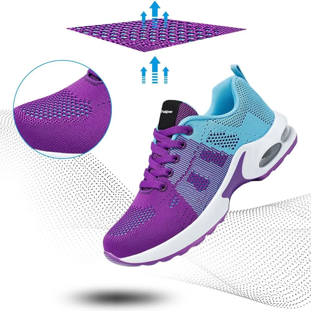 Padgene Womens Sneakers Air Cushion Running Shoes Lightweight Tennis Walking Shoes Mesh Breathable Gym Work Fashion Sneakers Athletic Comfortable Casual