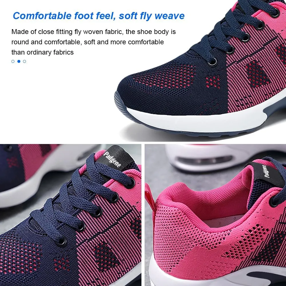 Padgene Womens Sneakers Air Cushion Running Shoes Lightweight Tennis Walking Shoes Mesh Breathable Gym Work Fashion Sneakers Athletic Comfortable Casual