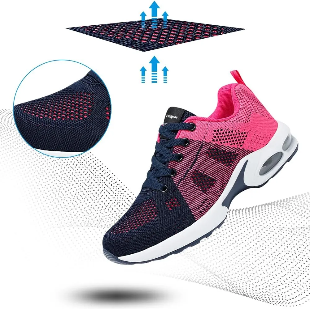 Padgene Womens Sneakers Air Cushion Running Shoes Lightweight Tennis Walking Shoes Mesh Breathable Gym Work Fashion Sneakers Athletic Comfortable Casual