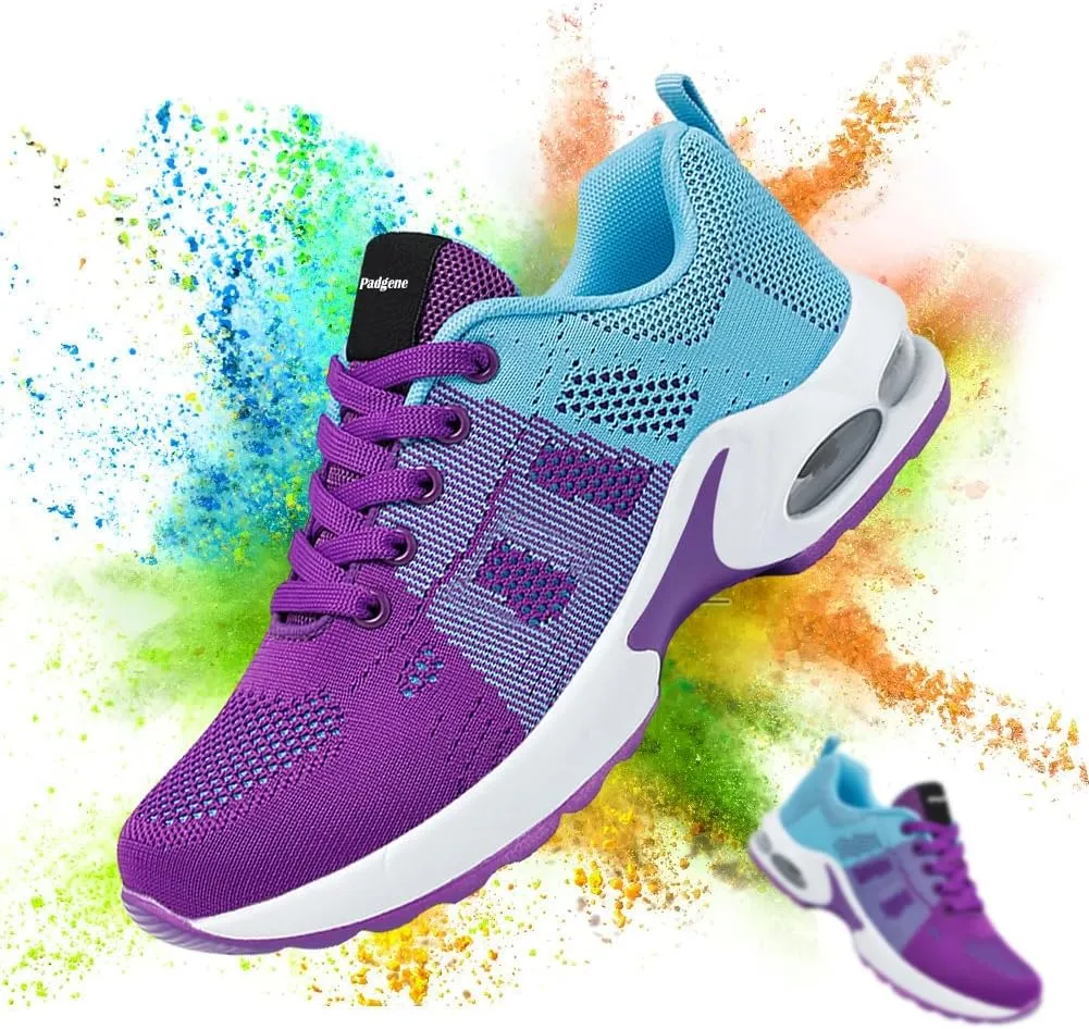 Padgene Womens Sneakers Air Cushion Running Shoes Lightweight Tennis Walking Shoes Mesh Breathable Gym Work Fashion Sneakers Athletic Comfortable Casual