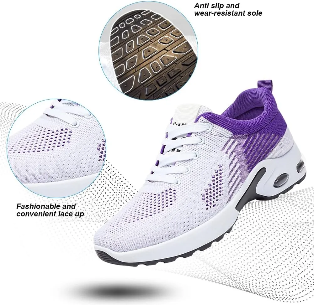 Padgene Womens Sneakers Air Cushion Running Shoes Lightweight Tennis Walking Shoes Mesh Breathable Gym Work Fashion Sneakers Athletic Comfortable Casual