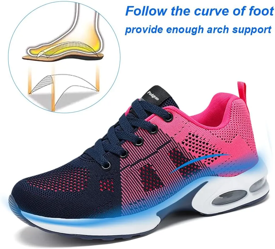 Padgene Womens Sneakers Air Cushion Running Shoes Lightweight Tennis Walking Shoes Mesh Breathable Gym Work Fashion Sneakers Athletic Comfortable Casual