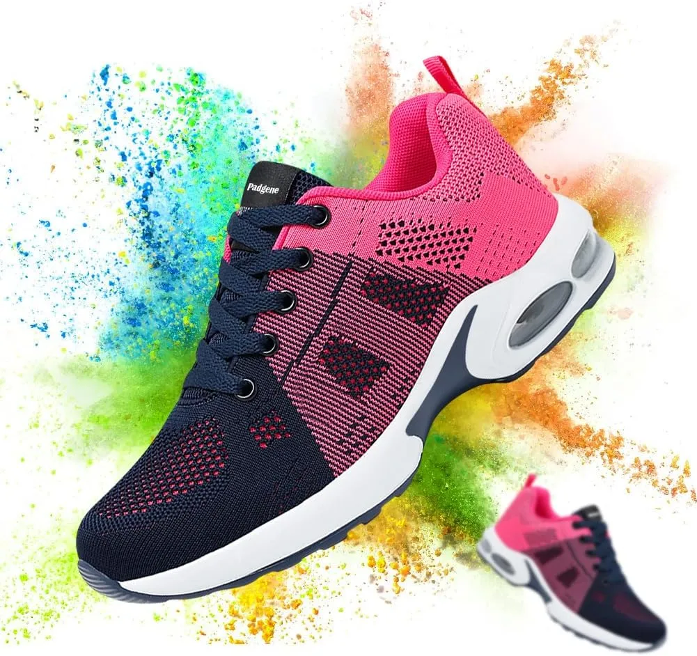 Padgene Womens Sneakers Air Cushion Running Shoes Lightweight Tennis Walking Shoes Mesh Breathable Gym Work Fashion Sneakers Athletic Comfortable Casual