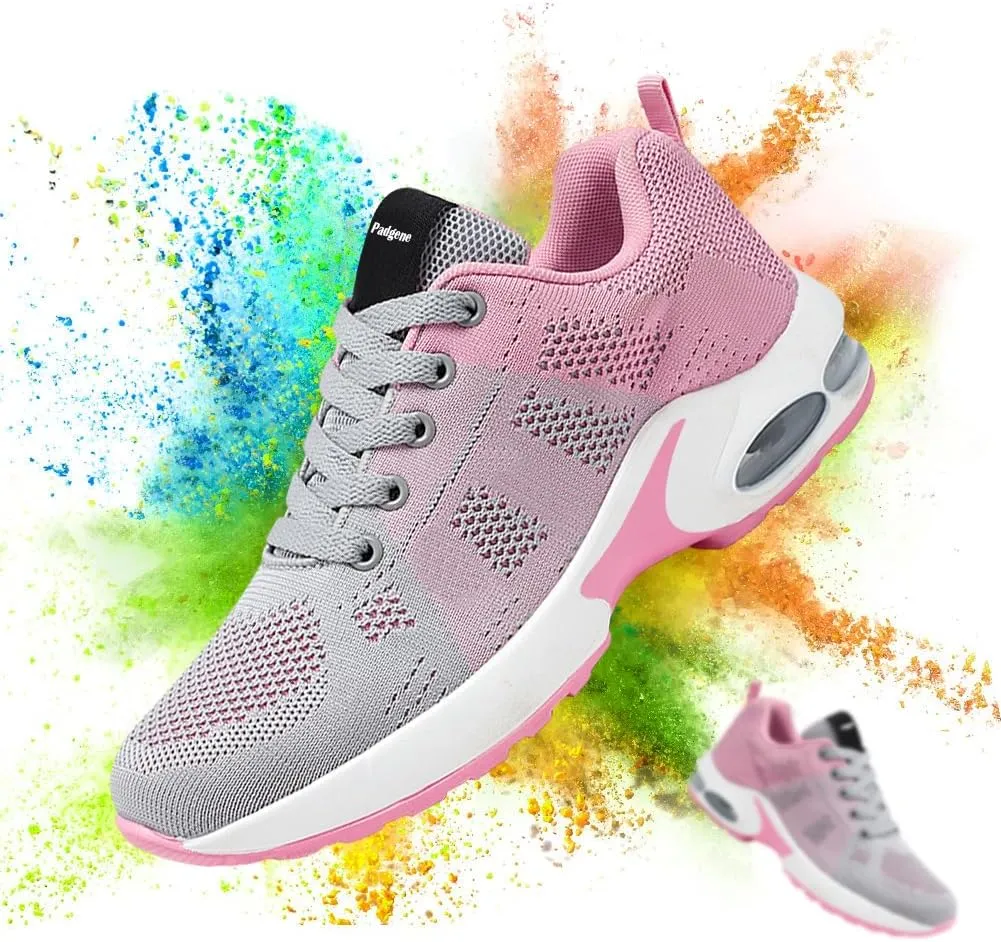 Padgene Womens Sneakers Air Cushion Running Shoes Lightweight Tennis Walking Shoes Mesh Breathable Gym Work Fashion Sneakers Athletic Comfortable Casual