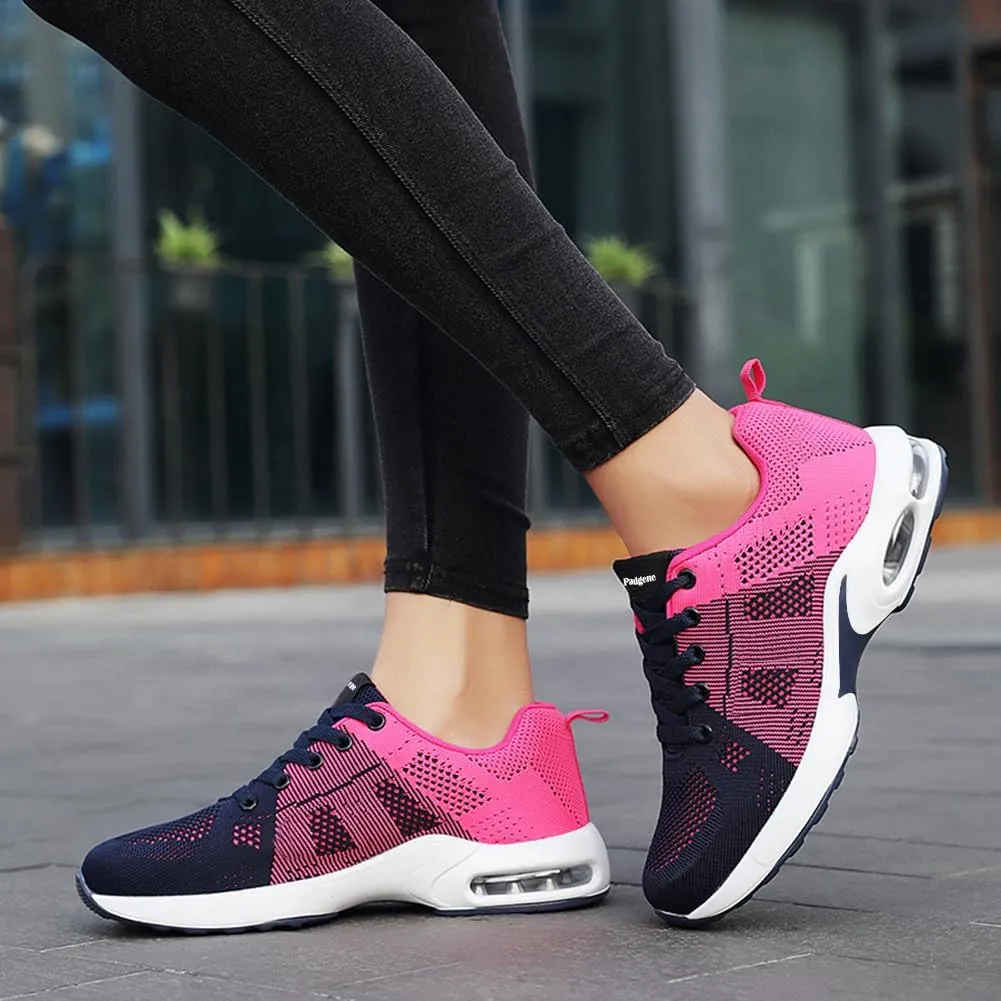 Padgene Womens Sneakers Air Cushion Running Shoes Lightweight Tennis Walking Shoes Mesh Breathable Gym Work Fashion Sneakers Athletic Comfortable Casual