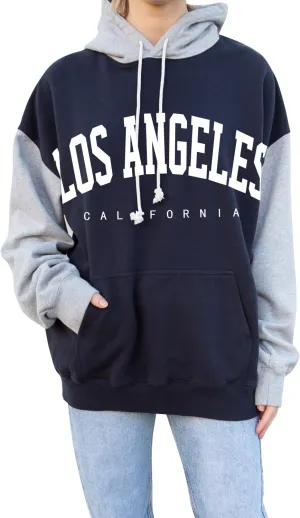 PESION Womens Pullover Hoodies Oversized Graphic Color Block Novelty Hoodie Sweatshirts with Pockets