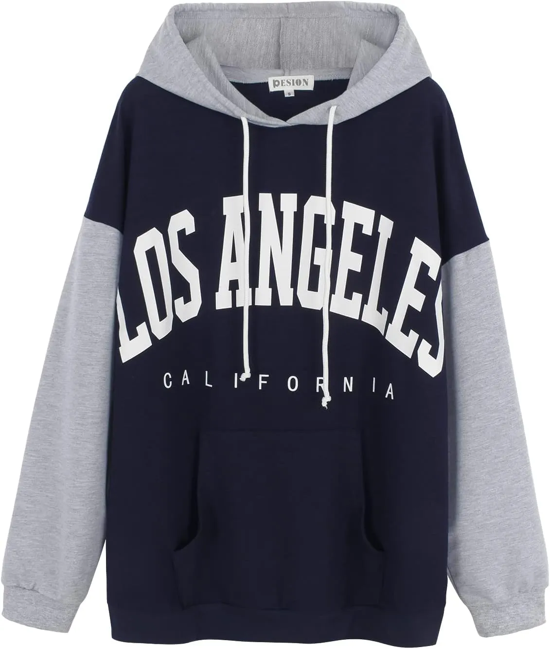 PESION Womens Pullover Hoodies Oversized Graphic Color Block Novelty Hoodie Sweatshirts with Pockets