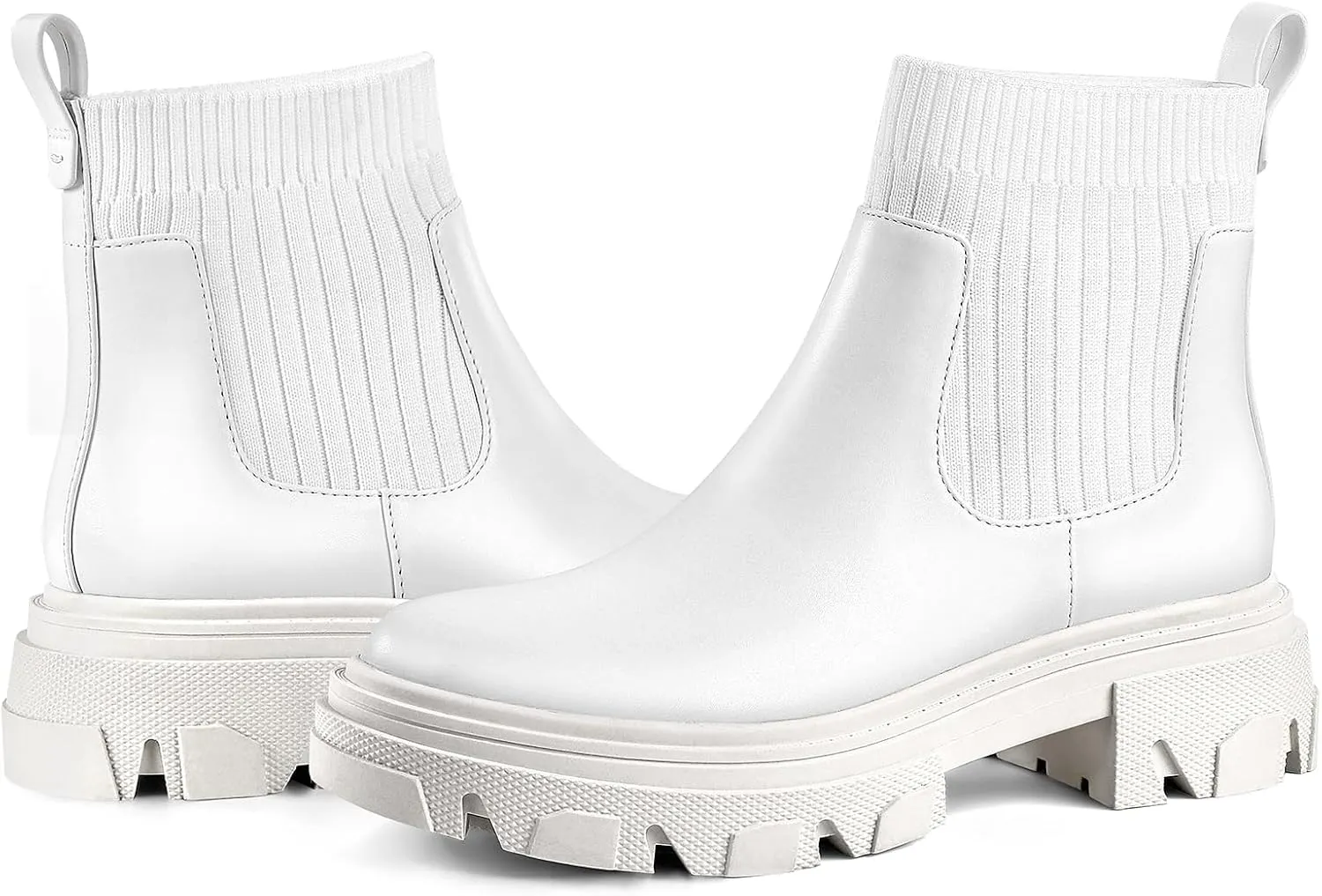 PIZZ ANNU Women's ClEARY Fashion Chelsea Boots Platform Lug Sole Combat Casual Elastic Chunky Heel Ankle Booties Shoes