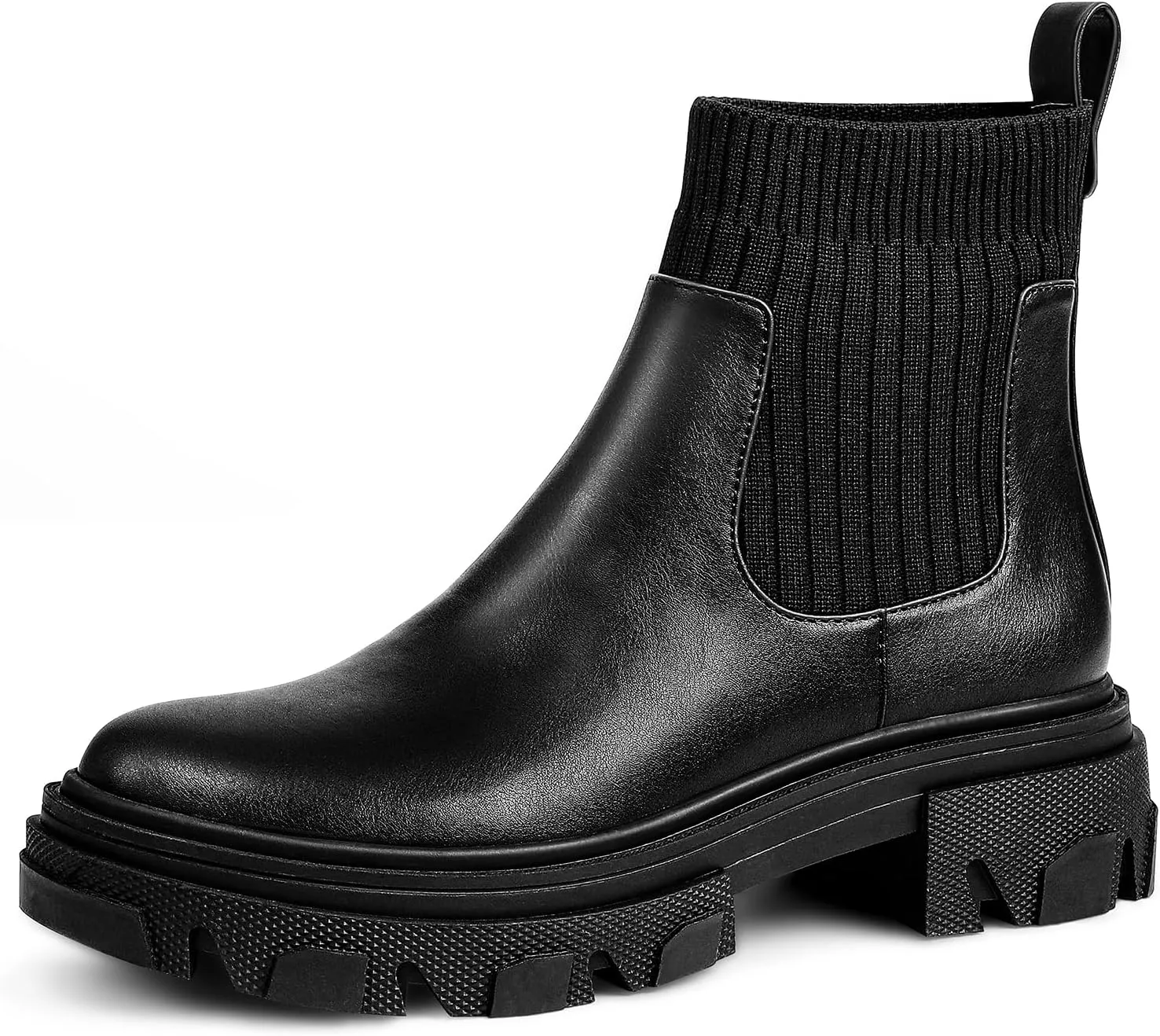 PIZZ ANNU Women's ClEARY Fashion Chelsea Boots Platform Lug Sole Combat Casual Elastic Chunky Heel Ankle Booties Shoes