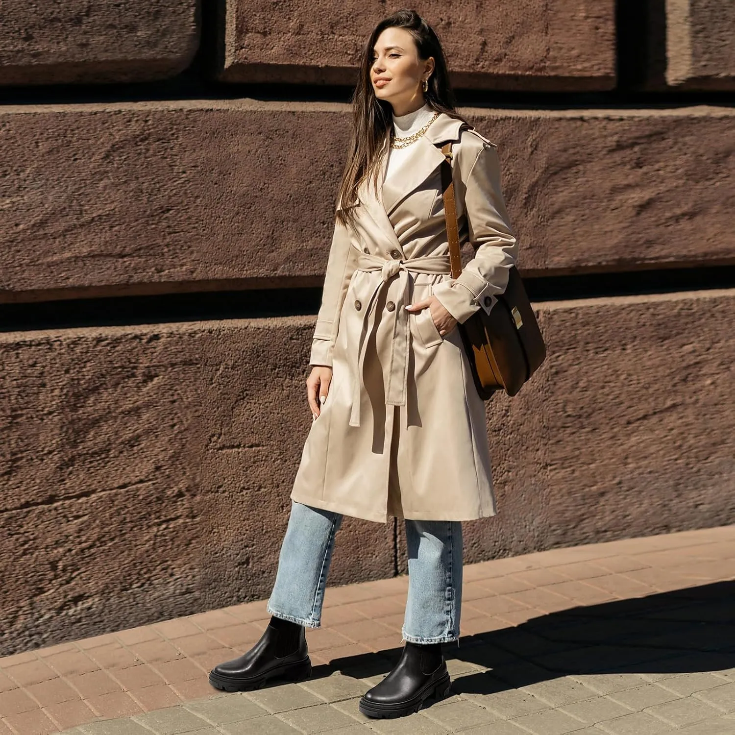 PIZZ ANNU Women's ClEARY Fashion Chelsea Boots Platform Lug Sole Combat Casual Elastic Chunky Heel Ankle Booties Shoes