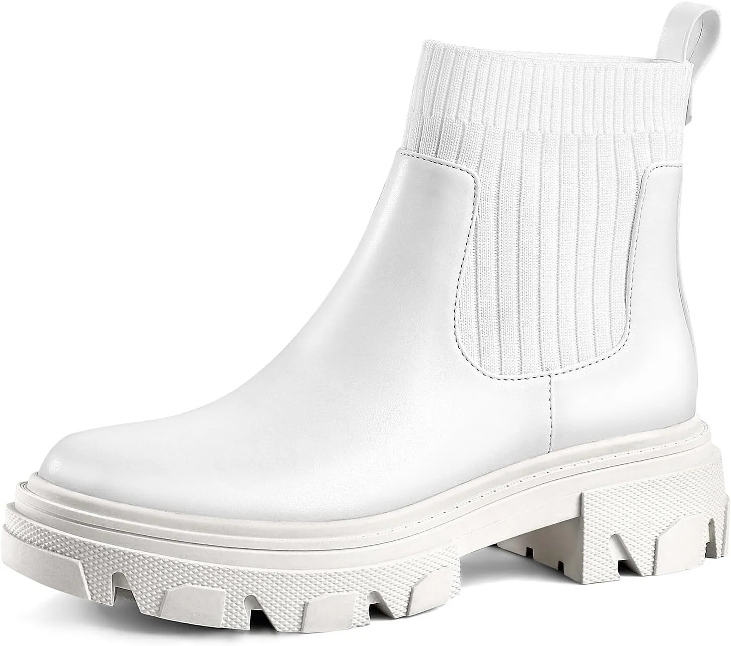 PIZZ ANNU Women's ClEARY Fashion Chelsea Boots Platform Lug Sole Combat Casual Elastic Chunky Heel Ankle Booties Shoes