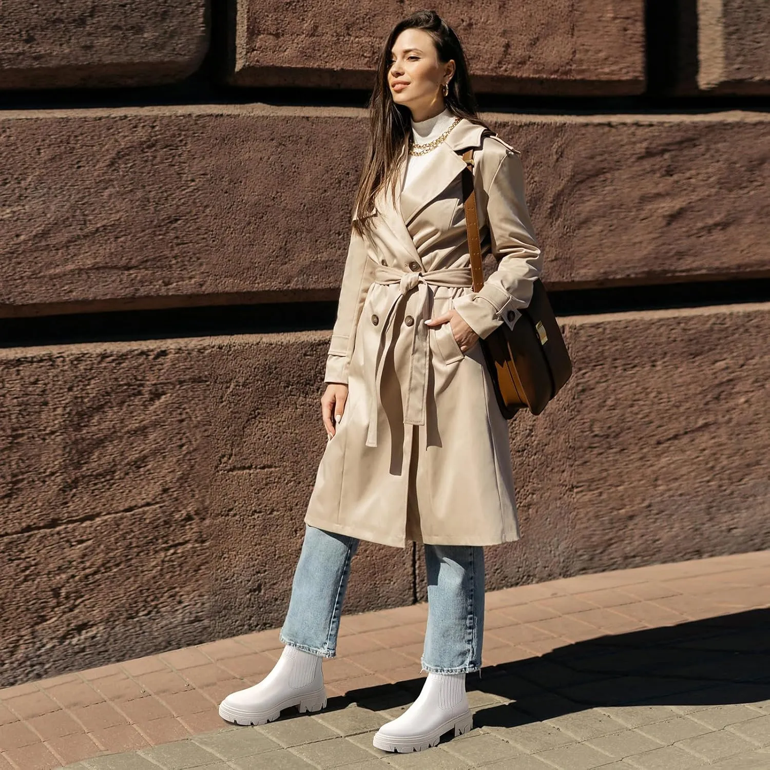 PIZZ ANNU Women's ClEARY Fashion Chelsea Boots Platform Lug Sole Combat Casual Elastic Chunky Heel Ankle Booties Shoes