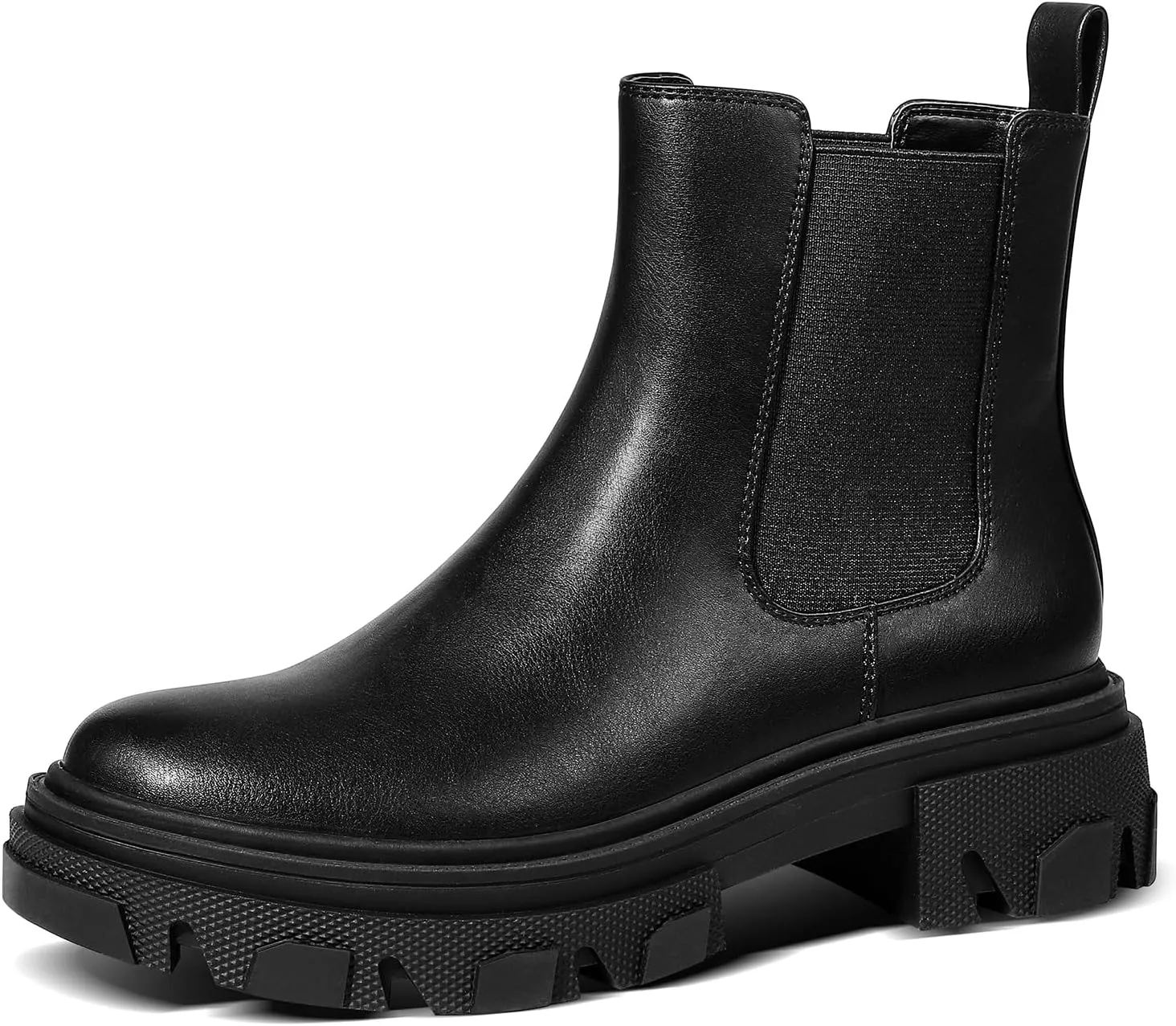 PIZZ ANNU Women's Dani Platform Chelsea Boots Fashion Lug Sole Combat Chunky Block Heel Slip on Elastic Gore Ankle Booties Shoes