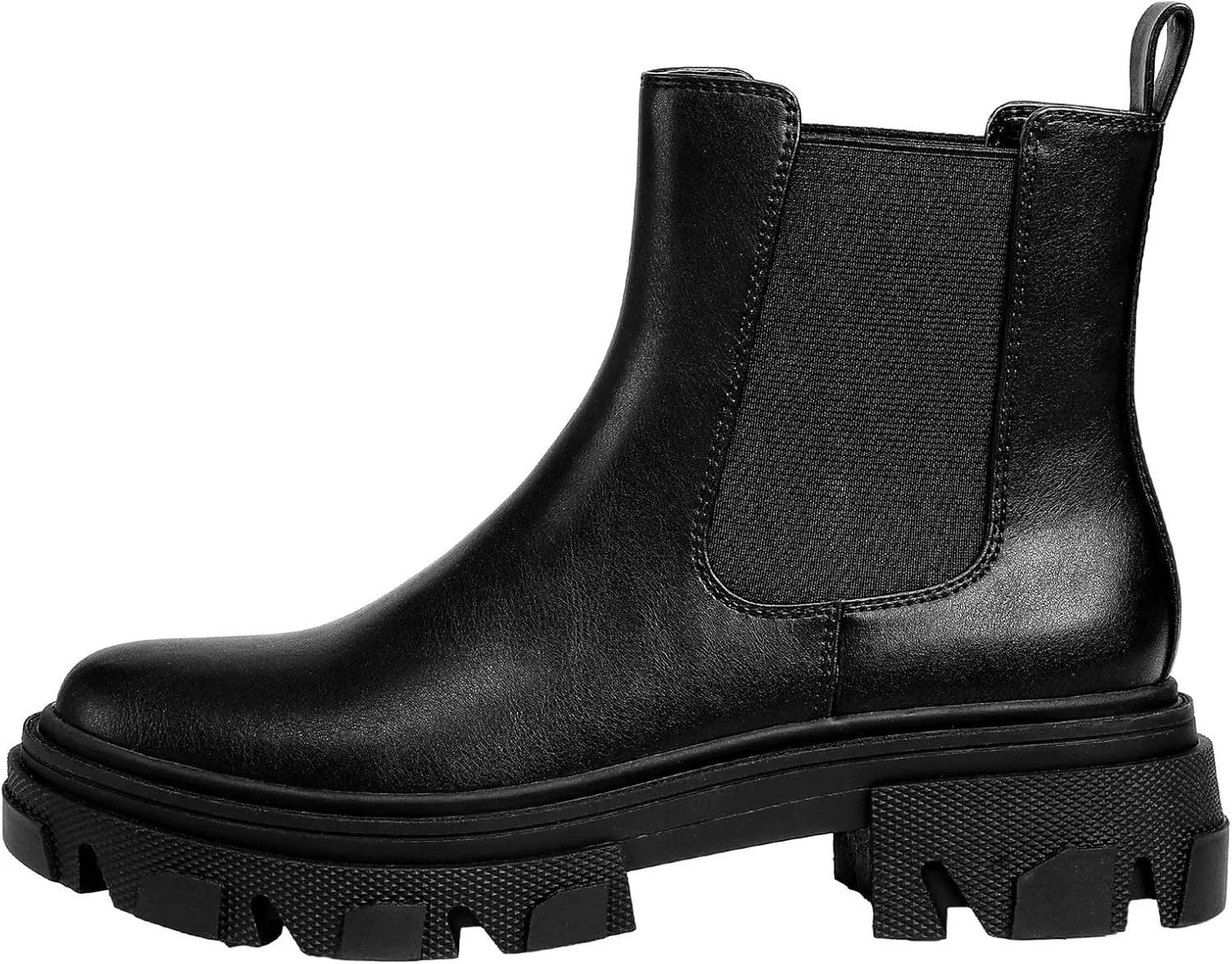PIZZ ANNU Women's Dani Platform Chelsea Boots Fashion Lug Sole Combat Chunky Block Heel Slip on Elastic Gore Ankle Booties Shoes