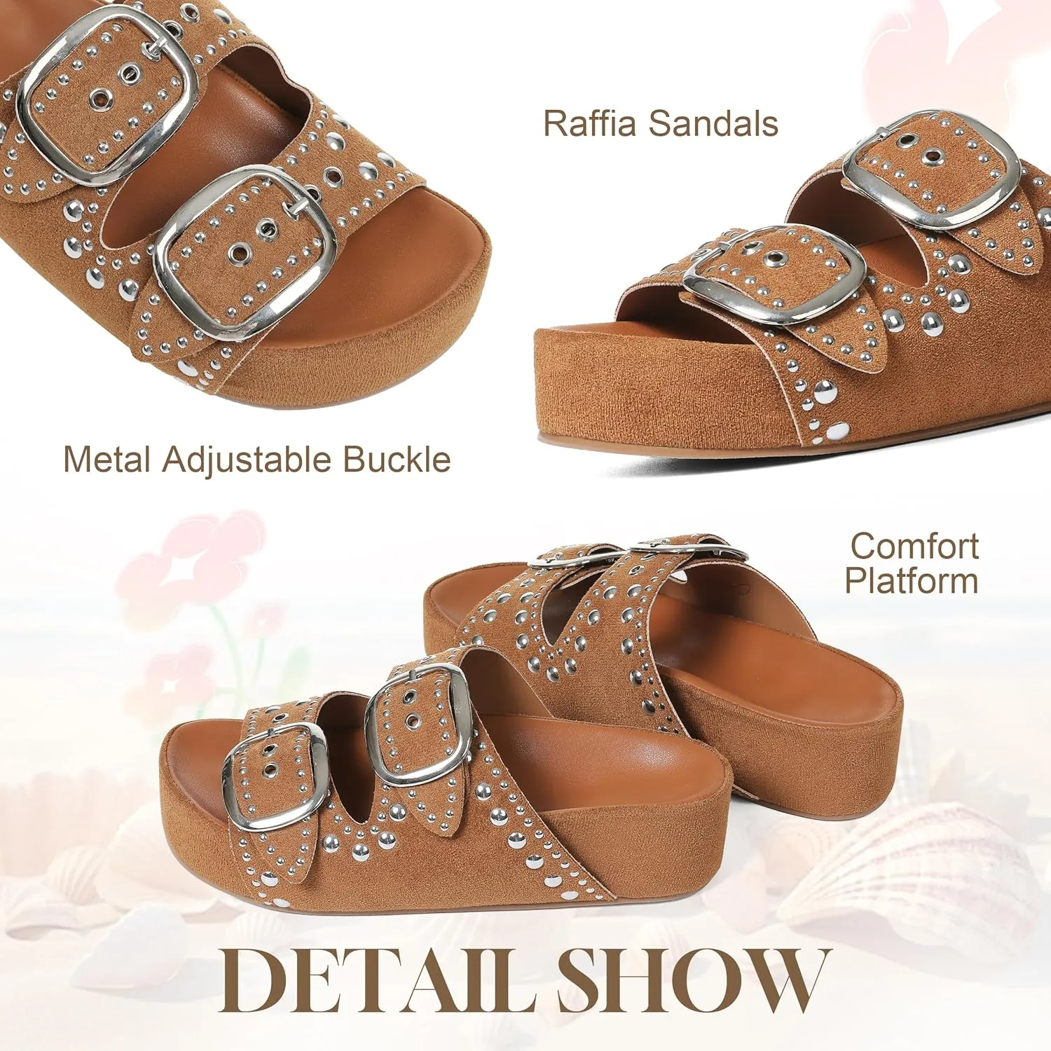 Platform Sandals For Women Raffia Espadrilles Open Toe Flatform Sandals Slip On Slide Sandals Casual Woven Sandals Summer Beach Sandals