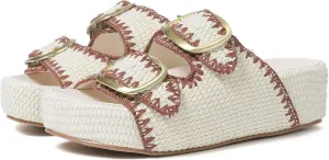 Platform Sandals For Women Raffia Espadrilles Open Toe Flatform Sandals Slip On Slide Sandals Casual Woven Sandals Summer Beach Sandals